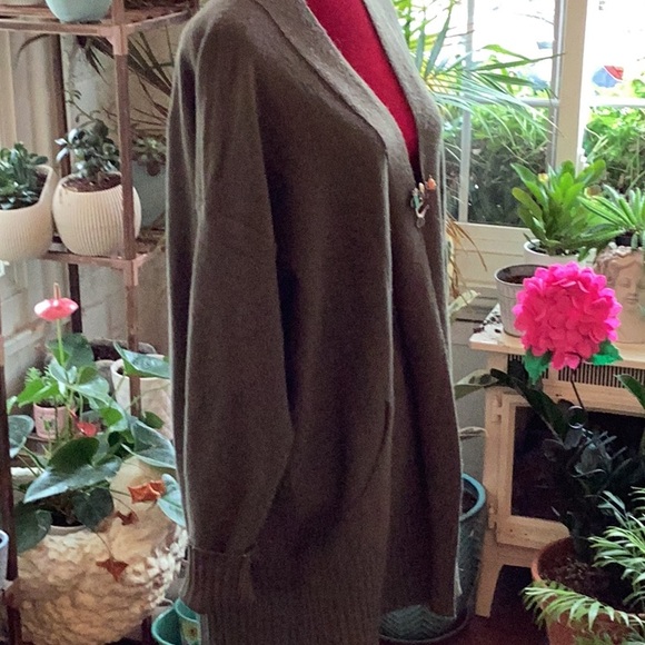 Size XXL OLIVE GREEN CARDIGAN SWEATER WITH TWO FRONT POCKETS ! - Picture 5 of 10